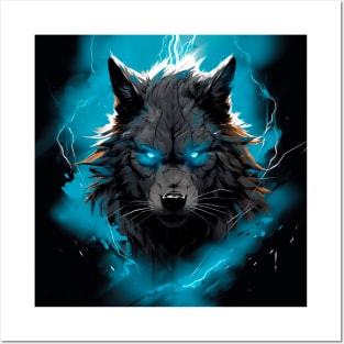 Black Lighting Wolf Posters and Art